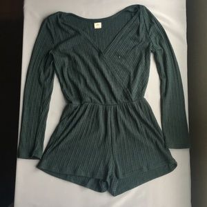 Dark teal long sleeved romper